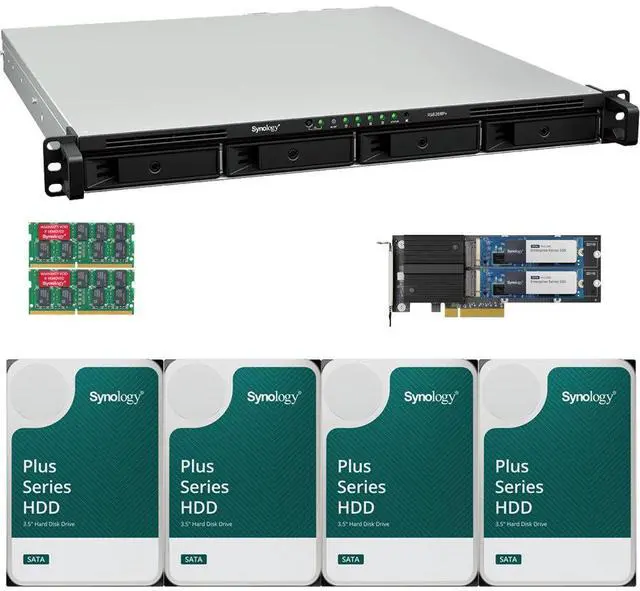 Main image of Synology RS826RP+ AMD Ryzen V1500B 4-Bay NAS 8GB RAM, 1.6TB(2x800GB) Cache, and 64TB (4 x 16TB) of Synology Plus NAS Drives Fully Assembled and Tested By CustomTechSales