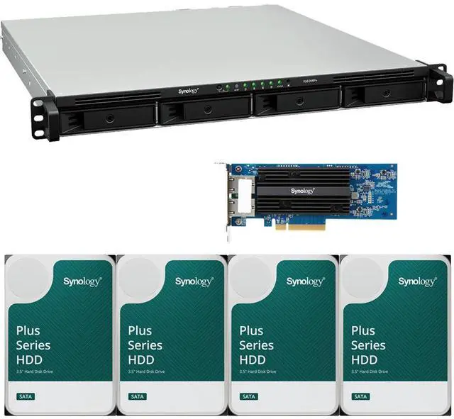 Main image of Synology RS826RP+ AMD Ryzen V1500B 4-Bay NAS 4GB RAM, a 2-Port 25GbE Adapter, and 32TB (4 x 8TB) of Synology Plus NAS Drives Fully Assembled and Tested By CustomTechSales