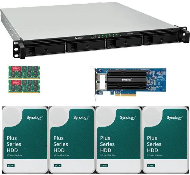 Main image of Synology RS826RP+ AMD Ryzen V1500B 4-Bay NAS 8GB RAM, a 2-Port 10GbE Adapter, and 16TB (4 x 4TB) of Synology Plus NAS Drives Fully Assembled and Tested By CustomTechSales