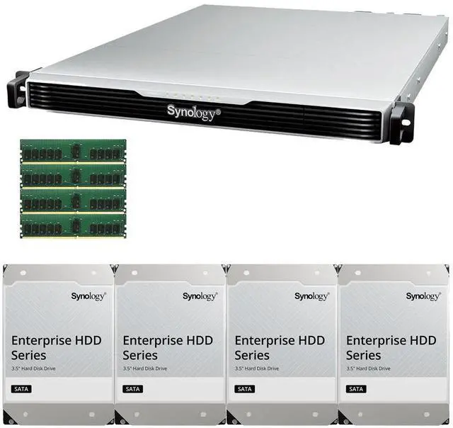 Main image of Synology RS1626xs+ Intel Xeon D-1726 4-Bay NAS 64GB RAM and 48TB (4 x 12TB) of Synology Enterprise NAS Drives Fully Assembled and Tested By CustomTechSales