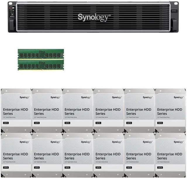 Main image of Synology RS3626xs Intel Xeon D-1726 12-Bay NAS 16GB RAM and 144TB (12 x 12TB) of Synology Enterprise NAS Drives Fully Assembled and Tested By CustomTechSales