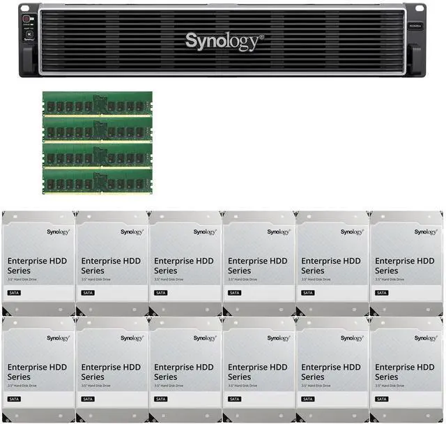 Main image of Synology RS3626xs Intel Xeon D-1726 12-Bay NAS 32GB RAM and 48TB (12 x 4TB) of Synology Enterprise NAS Drives Fully Assembled and Tested By CustomTechSales