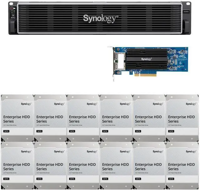 Main image of Synology RS3626xs Intel Xeon D-1726 12-Bay NAS 8GB RAM, a 2-Port 10GbE Adapter, and 48TB (12 x 4TB) of Synology Enterprise NAS Drives Fully Assembled and Tested By CustomTechSales