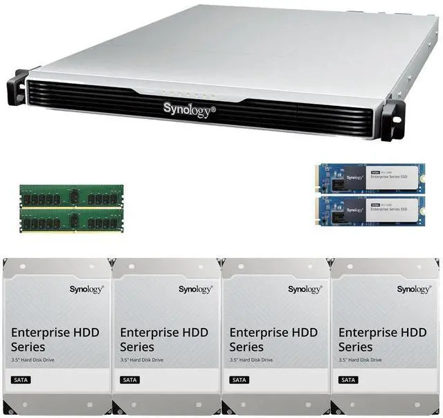 Main image of Synology RS1626xs+ Intel Xeon D-1726 4-Bay NAS 32GB RAM, 800GB(2x400GB) Cache, and 16TB (4 x 4TB) of Synology Enterprise NAS Drives Fully Assembled and Tested By CustomTechSales