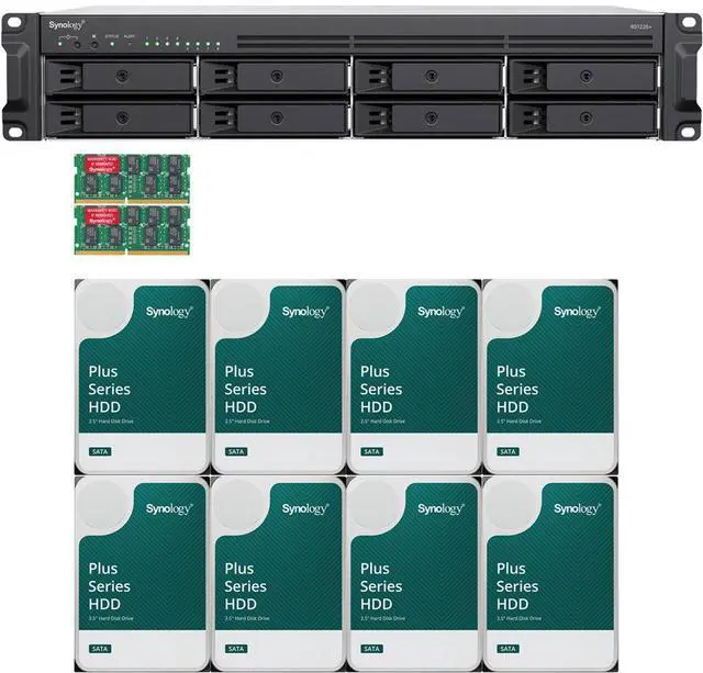 Main image of Synology RS1226+ AMD Ryzen V1500B 8-Bay NAS 8GB RAM and 32TB (8 x 4TB) of Synology Plus NAS Drives Fully Assembled and Tested By CustomTechSales
