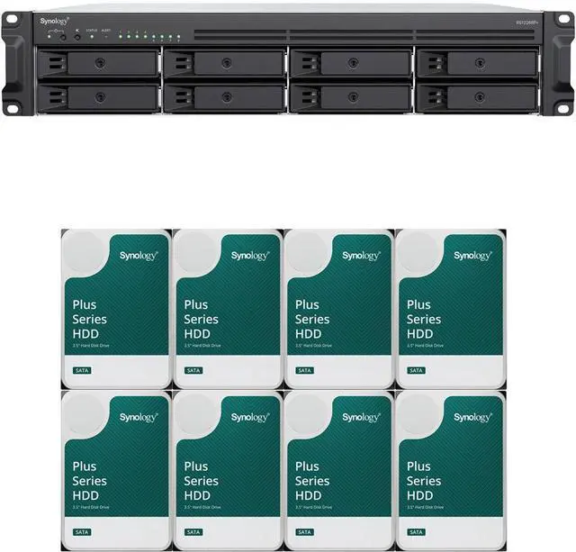 Main image of Synology RS1226rp+ AMD Ryzen V1500B 8-Bay NAS 4GB RAM and 32TB (8 x 4TB) of Synology Plus NAS Drives Fully Assembled and Tested By CustomTechSales