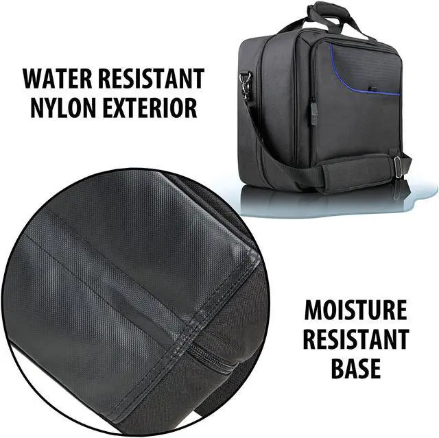 Alt view image 6 of 11 - USA GEAR Console Carrying Case Compatible with Playstation 4 / PS4 Slim & PS4 Pro with Accessory Storage for Controllers, Cables, Headsets & Padded Shoulder Strap - Fits All PS4 & PS3 Models - Blue