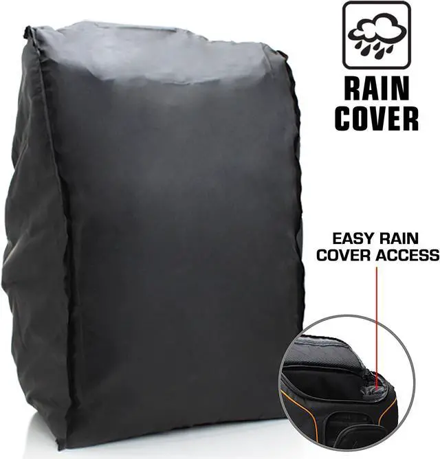 Alt view image 6 of 10 - Digital SLR Camera Backpack (Orange) with 15.6" Laptop Compartment by USA Gear features Padded Custom Dividers , Tripod Holder , Rain Cover and Storage for DSLR Cameras by Nikon , Canon , Sony