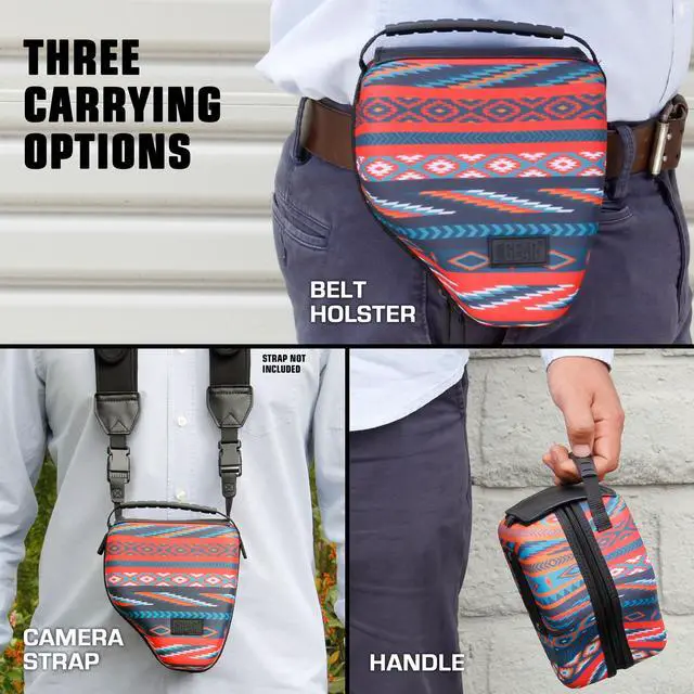 Alt view image 7 of 11 - USA Gear Quick Access DSLR Hard Shell Camera Case (Southwest) w/Molded EVA Protection, Padded Interior, Holster Belt Loop and Rubber Coated Handle - Works W/Nikon, Canon, Pentax, Olympus and More