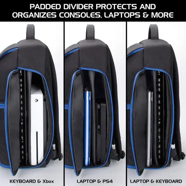 Alt view image 3 of 9 - ENHANCE Universal Console Laptop Gaming Backpack for PS4 Pro , Xbox One & Computers - Gear Arsenal Storage for Controllers, Headsets, Games, Mice, Keyboards & Accessories - Essential eSports Gear