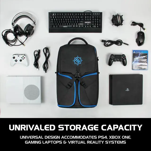 Alt view image 6 of 9 - ENHANCE Universal Console Laptop Gaming Backpack for PS4 Pro , Xbox One & Computers - Gear Arsenal Storage for Controllers, Headsets, Games, Mice, Keyboards & Accessories - Essential eSports Gear