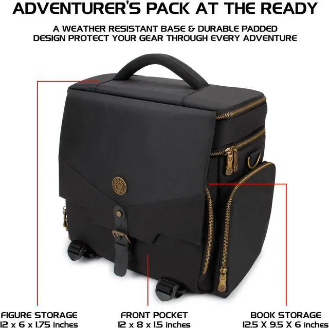 Alt view image 2 of 4 - ENHANCE Tabletop RPG Adventurer's Bag - Dungeons & Dragons Travel Bag fits Player's Handbook , Dungeon Master's Guide & More - Padded Mini Figure Storage , Dice & Token Pockets (Fits 4-8 Books)