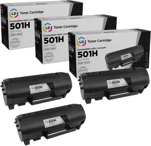 Main image of LD Products Compatible Toner Cartridge Replacement for Lexmark 501H 50F1H00 High Yield (Black, 3-Pack)