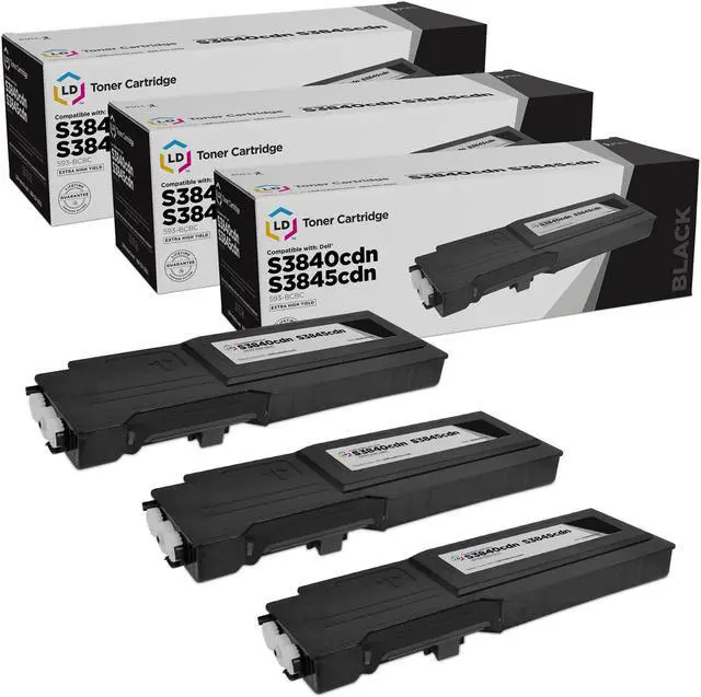 Main image of LD Compatible Toner Cartridge Replacement for Dell 593-BCBC 1KTWP Extra High Yield (Black, 3-Pack) Compatible with the following printer models Color Laser MFP S3845cdn S3840cdn