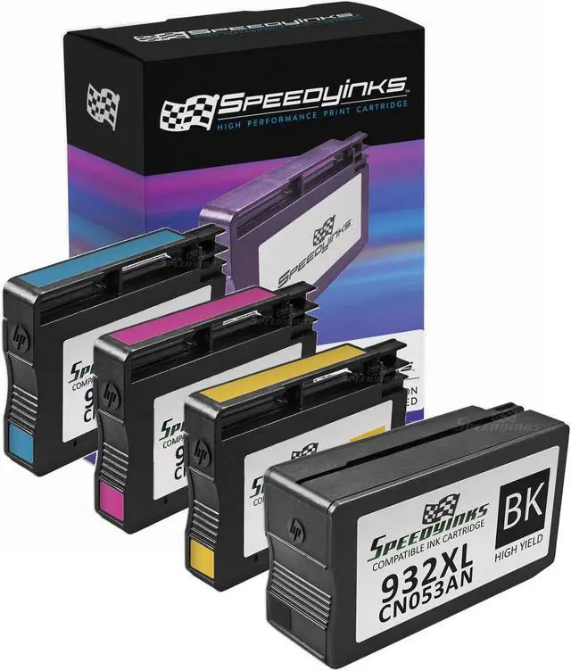 Main image of Speedy Inks Remanufactured Ink Cartridge Replacement for HP 932XL & HP 933XL High Yield (Black, Cyan, Magenta, Yellow, 4-Pack) Compatible with OfficeJet 6100 6600 6700 7110 7510 7610 7612 7620