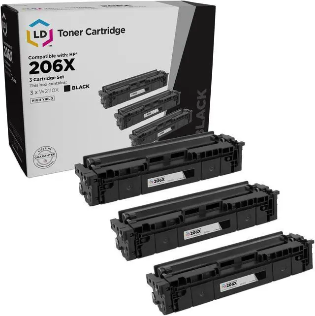 Main image of LD Products Compatible Toner Cartridge Replacement for HP 206X W2110X High Yield (Black, 3-Pack)