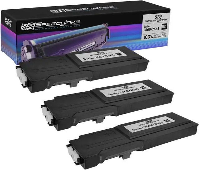Main image of SPEEDYINKS Compatible Toner Cartridge Replacements for Dell 593-BBBU Black High Capacity Black Toner for use in Dell C2660dn & C2665dnf Printers 3pk