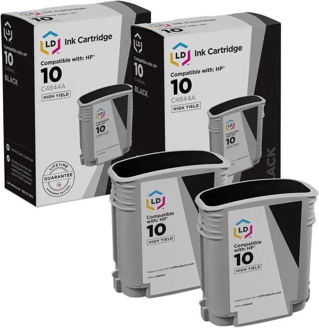 Main image of LD Products Remanufactured Ink Cartridge Replacement for HP 10 C4844A High Yield (Black, 2-Pack)