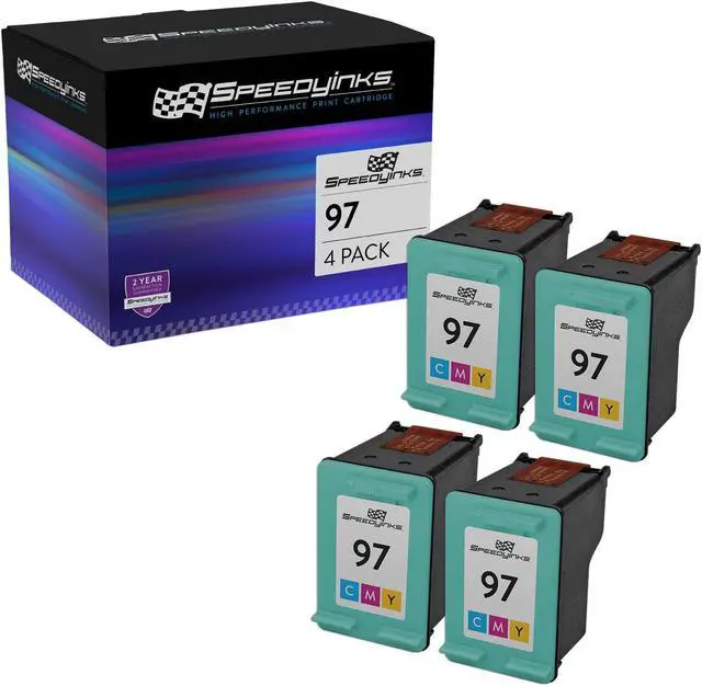 Main image of SPEEDYINKS Ink Cartridge Replacements for HP 97 (TriColor, 4-pack) compatible with OfficeJet, DesignJet, Photo Smart and DeskJet