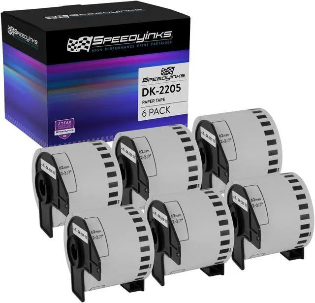 Main image of SPEEDYINKS White Paper Tape Replacement for Brother DK-2205 (2.4 inch x 100 feet, White, 6-Pack) Compatible with P-Touch QL Label Makers 1050, 1050N, 1060N, 500, 550, 570, 570VM, 580N, 650TD, 700