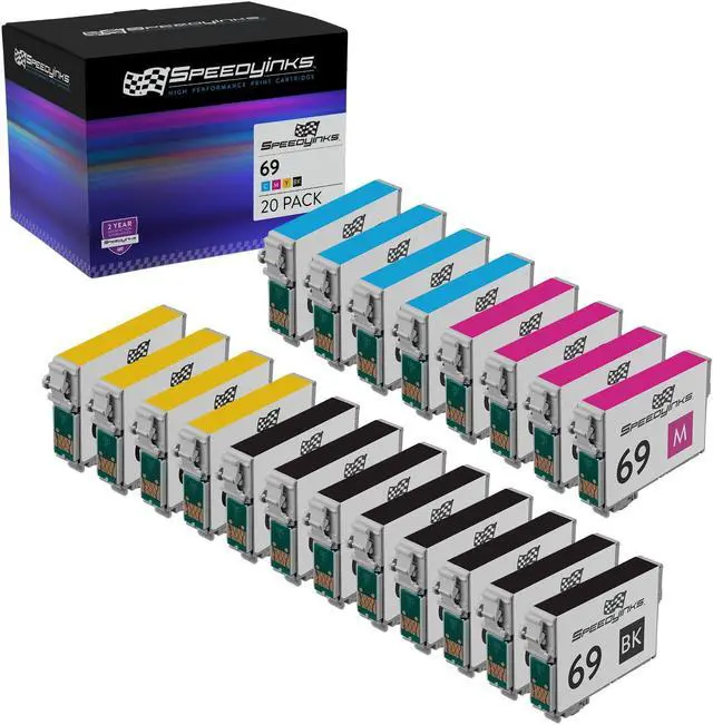 Main image of Speedy Inks Remanufactured Ink Cartridge Replacement for Epson 69 (8 Black, 4 Cyan, 4 Magenta, 4 Yellow, 20-Multipack) Compatible with Epson Stylus CX500