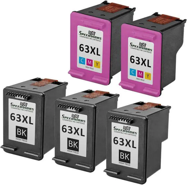 Main image of Speedy Inks Remanufactured Ink Cartridge Replacement for HP 63XL High-Yield (3 Black, 2 Color, 5-Pack) Compatible with HP DeskJet 2130 ENVY 4520 OfficeJet 3830 Deskjet 3632 2132 3631 and more