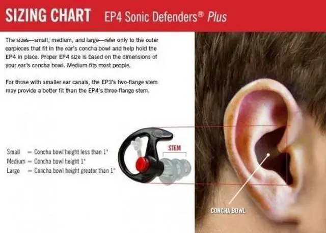 Alt view image 12 of 17 - SureFire EP4-BK-SPR Small Black Sonic Defenders Plus Hearing Protector
