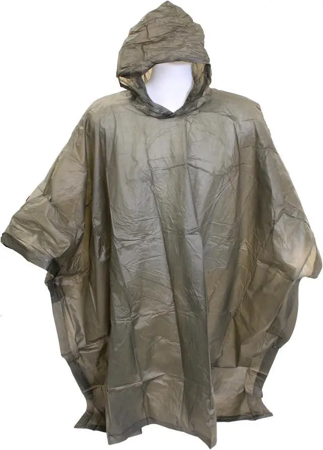 Alt view image 3 of 5 - Coghlan's Medium-Weight Reusable Waterproof Vinyl Hooded Poncho - Olive Drab