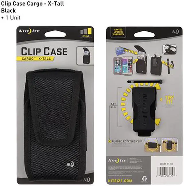 Alt view image 9 of 20 - Nite Ize Black Solid Clip Case Sideways Holster - XXL CCS2L-01-R3