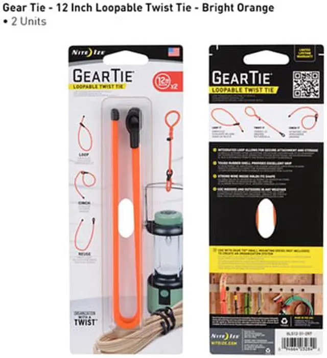 Alt view image 5 of 6 - Nite Ize Gear Tie Loopable Twist Tie 12" Orange 2Pk
