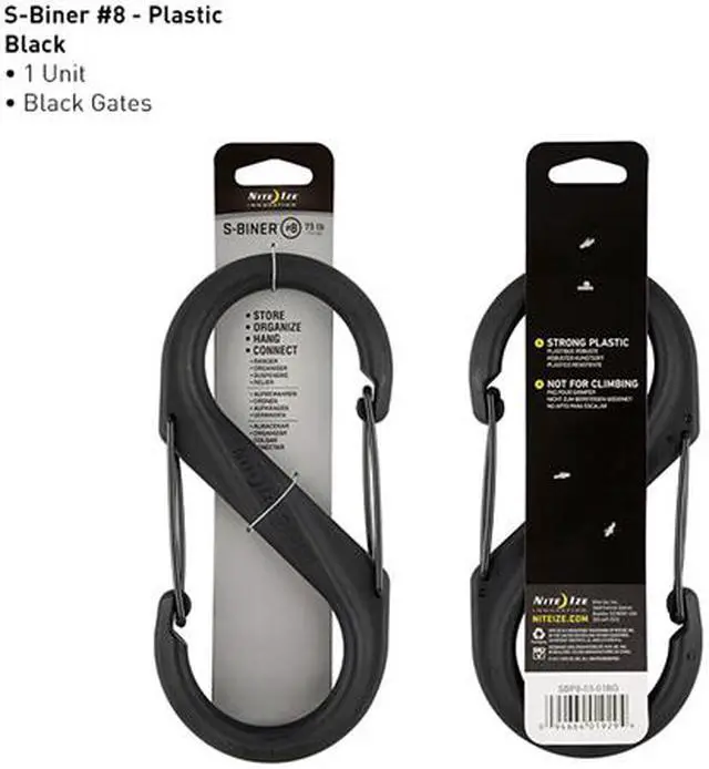 Alt view image 2 of 4 - Nite Ize S-Biner Plastic Size #8 - Black/Black Gates