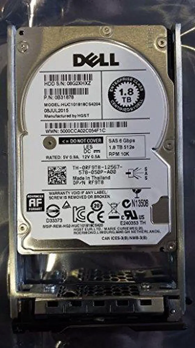 Alt view image 2 of 4 - Dell RF9T8 EMC HUC101818CS4204 1.80 TB Hard Drive - 2.5" Internal - SAS (12Gb/s SAS)