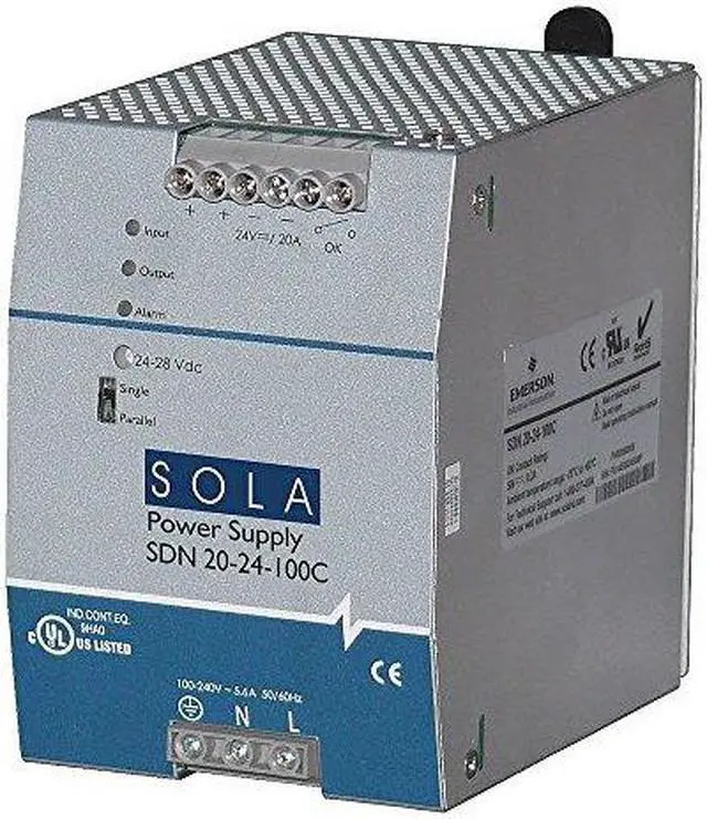 Alt view image 2 of 3 - DC Power Supply,24VDC,20A,60Hz SOLA/HEVI-DUTY SDN20-24-100C