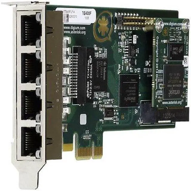 Alt view image 2 of 6 - Digium 1TE435BF Four (4) Span Digital T1/E1/J1/Pri PCI-Express X1 Card