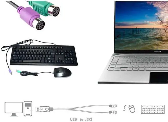 Alt view image 3 of 5 - USB Male to 6Pin 6 Pin PS2 for PS/2 Female Extension Cable Y Splitter Adapter Connector for Keyboard Mouse Scanner