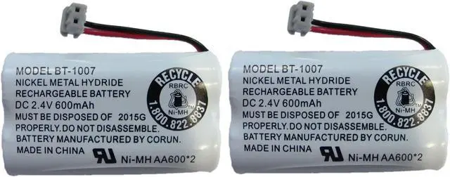 Main image of New! Genuine Uniden BT-1007 NiMH 600mAh DC 2.4V Rechargeable Cordless Telephone Battery (2-Pack)