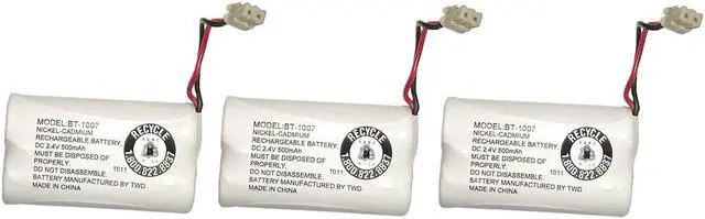 Main image of Uniden BBTY0651101 model BT1007 Nickel-Cadmium Rechargeable Cordless Phone Battery, DC 2.4V 500mAh (Pack of 3)