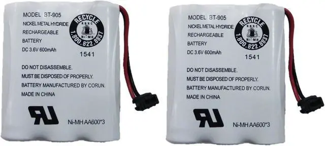 Main image of Uniden BT-905 Rechargeable Cordless Handset Phone Battery 3.6V 600mAh NiMH (2-Pack)