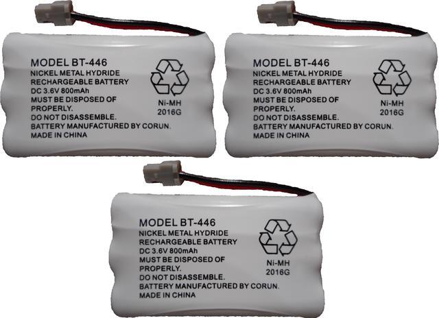 Main image of Uniden BT-446 / BBTY0503001 / BT-1004 / BT-1005 / GE-TL26402 / BT-504 / CPH-488B Rechargeable Cordless Telephone Battery DC 3.6V 800mAh Manufactured by Corun (3-Pack)