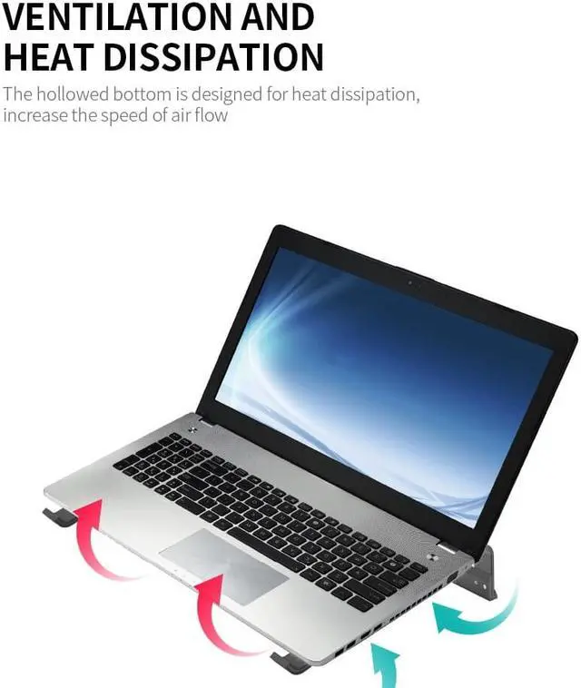 Alt view image 6 of 6 - Portable L181A Laptop Stand for notebook Desktop Silicone Nonslip Ergonomic Hollowed out Aluminum Holder Cooling Laptop Bracket