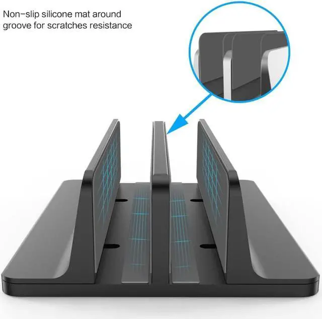 Alt view image 3 of 6 - 2 in 1 Dual Slot Vertical Laptop Desktop Stand Holder Adjustable for MacBook Pro/Air Microsoft Surface Chrome Book Up to 17.5"