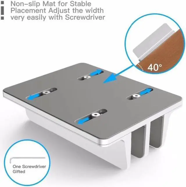 Alt view image 5 of 6 - Double Vertical Laptop Stand Bracket Aluminum Alloy Double Slots Desktop Tablet Book Notebook Stand Holder with Adjustable Dock