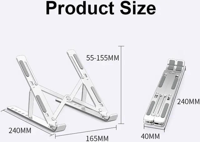 Alt view image 6 of 6 - Aluminum Laptop Holder Computer Supoort Stand For Macbook Pro Base Portable Notebook Stand Adjustable Cooling Base Bracket