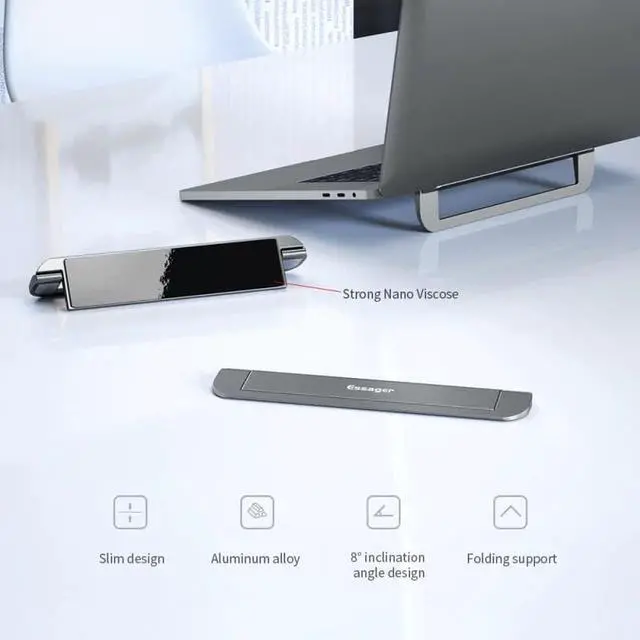 Alt view image 3 of 6 - Essager Foldable Laptop Stand Holder For Macbook Pro Air Notebook Portable Aluminum Desk Laptop Stand Table Base Bracket Folding