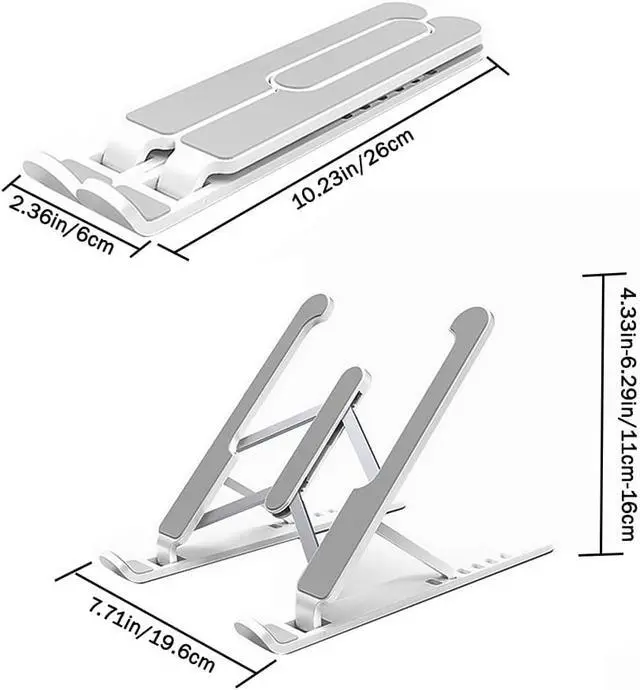 Alt view image 3 of 6 - Aluminum Alloy Laptop Holder Stand Adjustable Folding Portable for Notebook Computer Lifting Cooling Holder Non slip Stand