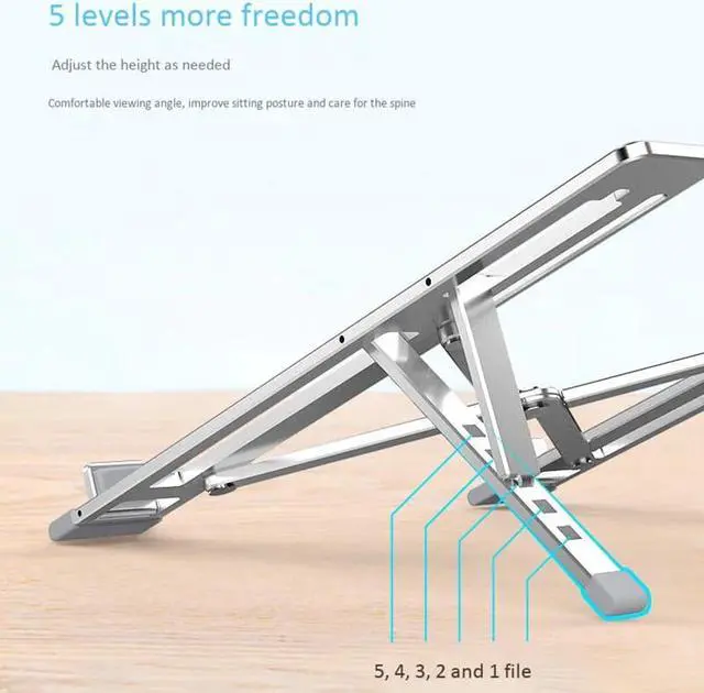 Alt view image 4 of 6 - Laptop Stand Portable Aluminum Laptop Mount Notebook Riser with 5 Levels Height Adjustment for Laptops Within 17 Inches