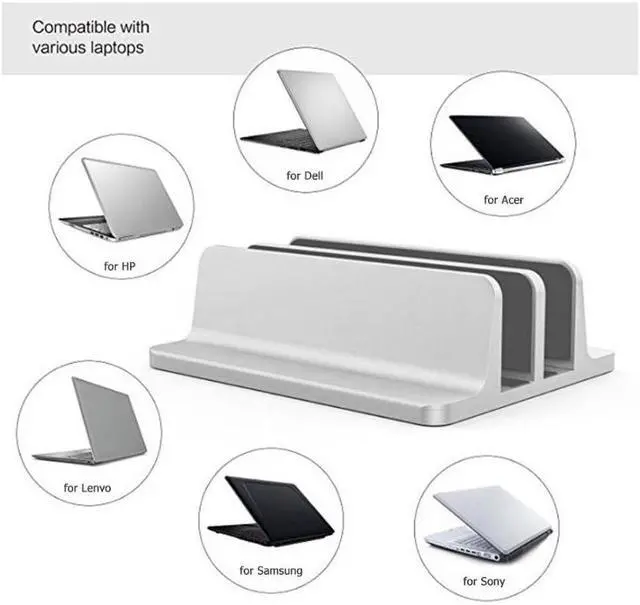 Alt view image 6 of 6 - VODOOL Adjustable Vertical Laptop Stand Dual Slot Bracket 3D Surface Integrated Forming Process Notebook Desk Holder Support New