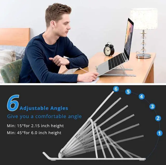 Alt view image 3 of 6 - Aluminium Alloy Portable Laptop Stand Laptop Holder for MacBook Pro Notebook Foldable Bracket Notebook Stand sfor PC Notebook