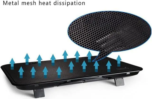 Alt view image 3 of 6 - New Arrival 14 inch Notebook Cooler 5v Dual Fan USB External Laptop Cooling Pad Slim Stand High Speed Silent Metal Panel Fan