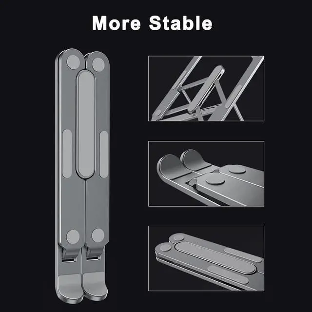 Alt view image 5 of 6 - Portable Laptop Stand Aluminum Foldable Laptop Holder For Macbook Pro Air iPad Computer Support Notebook Stand Cooling Pad Base